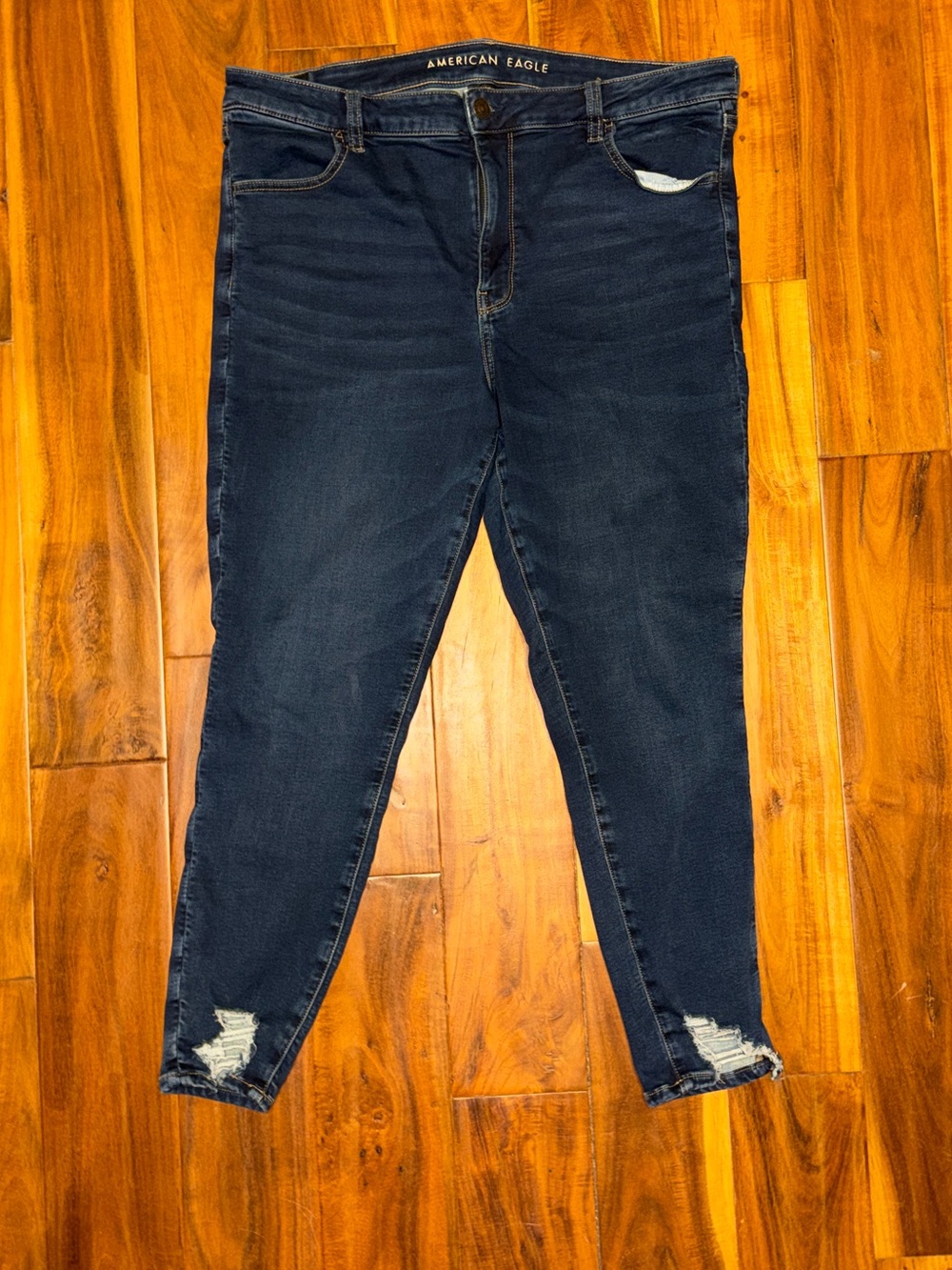 American Eagle Outfitters Dark Indigo Distressed Ankle Skinny Jeans
